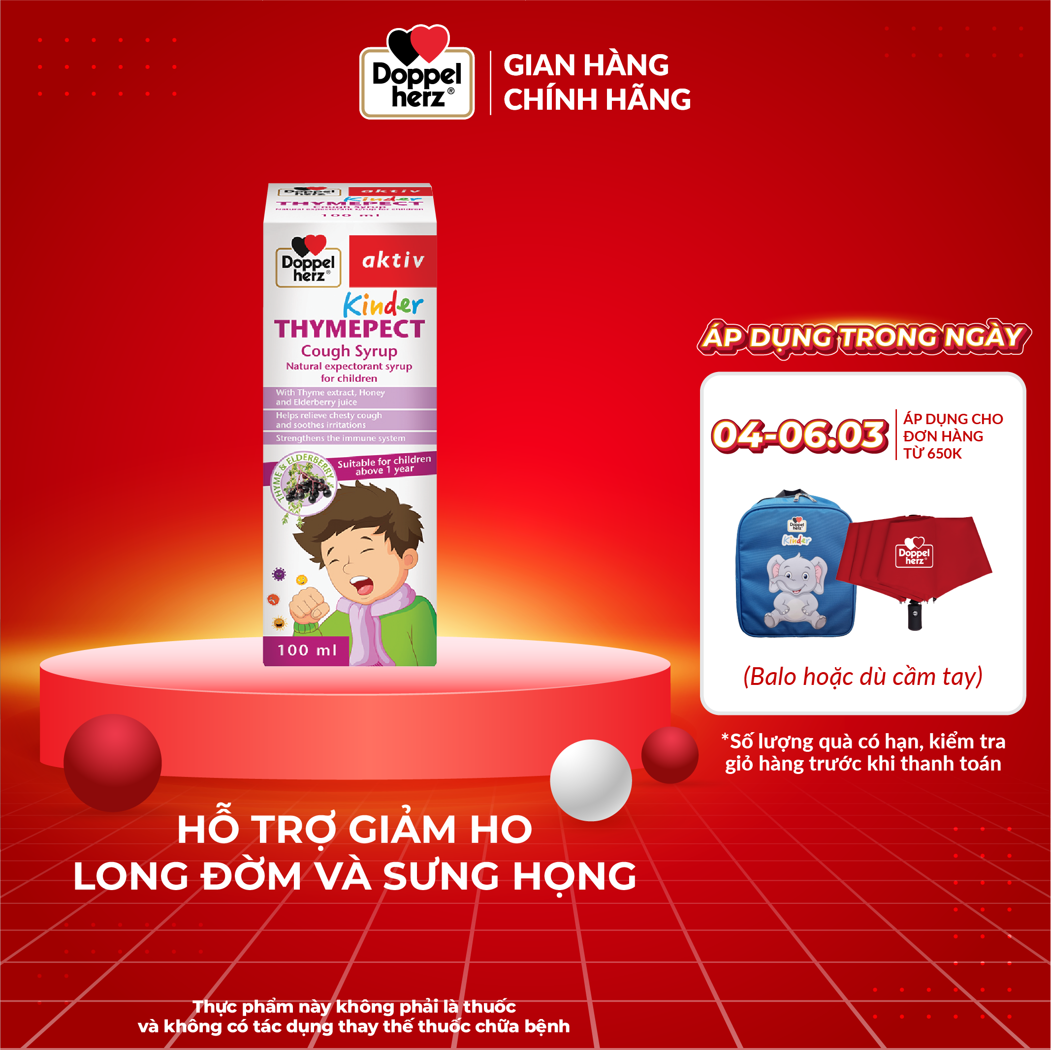 Siro ho cho bé Doppelherz Kinder Thymepect Cough Syrup (Chai 100ml)