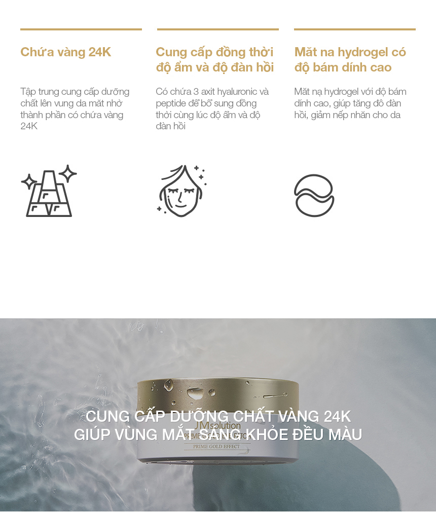 Mặt Nạ Chống Lão Hóa Mắt JMsolution Prime Gold Eye Patch 60 Miếng