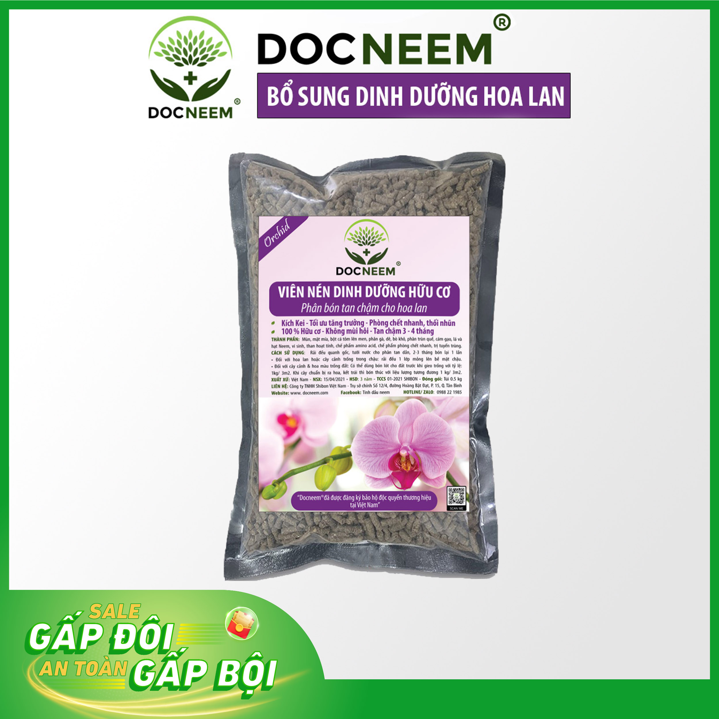 Phân bón cho hoa lan DOCNEEM tan chậm
