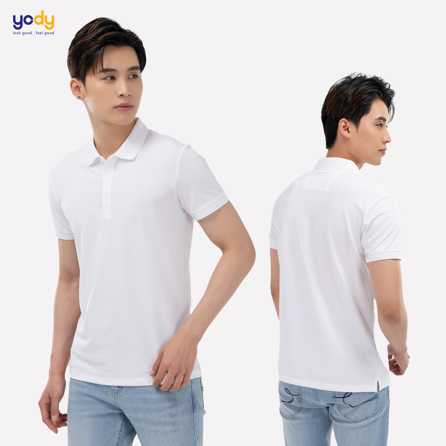 Áo polo nam coolmax bo dệt nổi YODY, áo phông nam chất liệu mềm mại thoáng mát APM5179