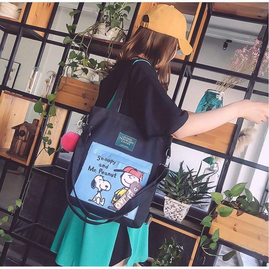 túi tote vải thời trang cậu bé snoopy
