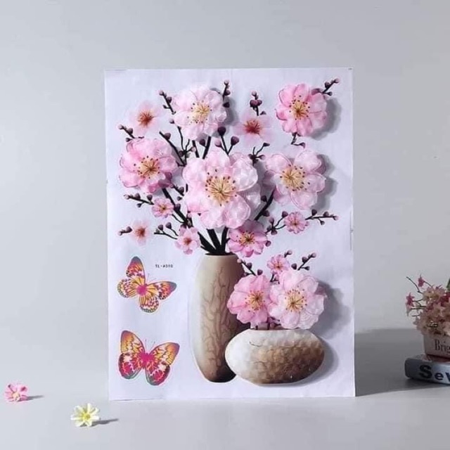 Tranh hoa nổi 3D dán tường siêu đẹp