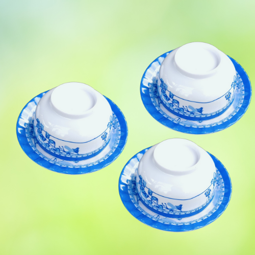 Chén Ăn Cơm Melamine Thổi Bông Xanh Đỏ Đẹp