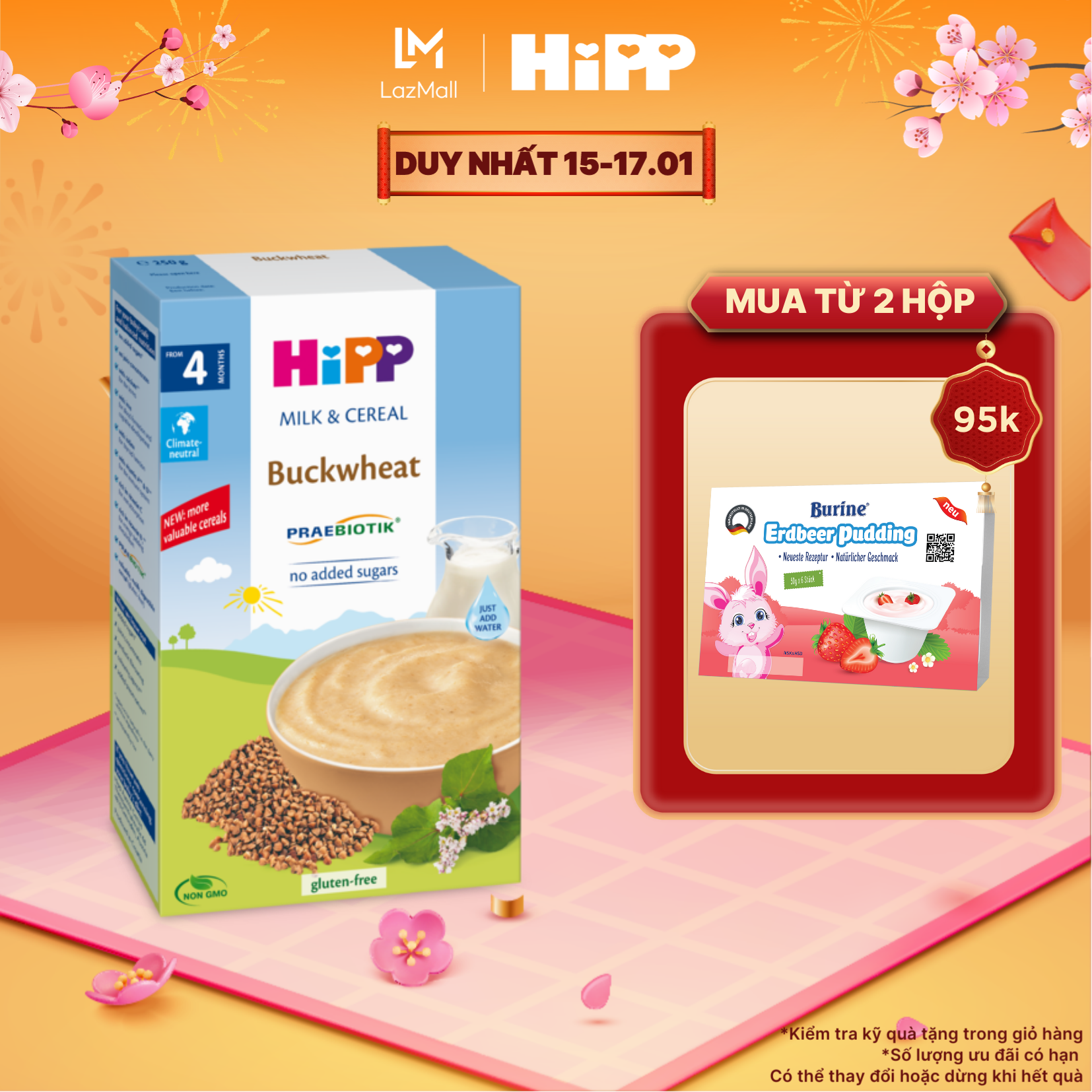 QUÀ TẶNG HOT Bột sữa ăn dặm kiều mạch HiPP Organic Milk and Cereal 250g