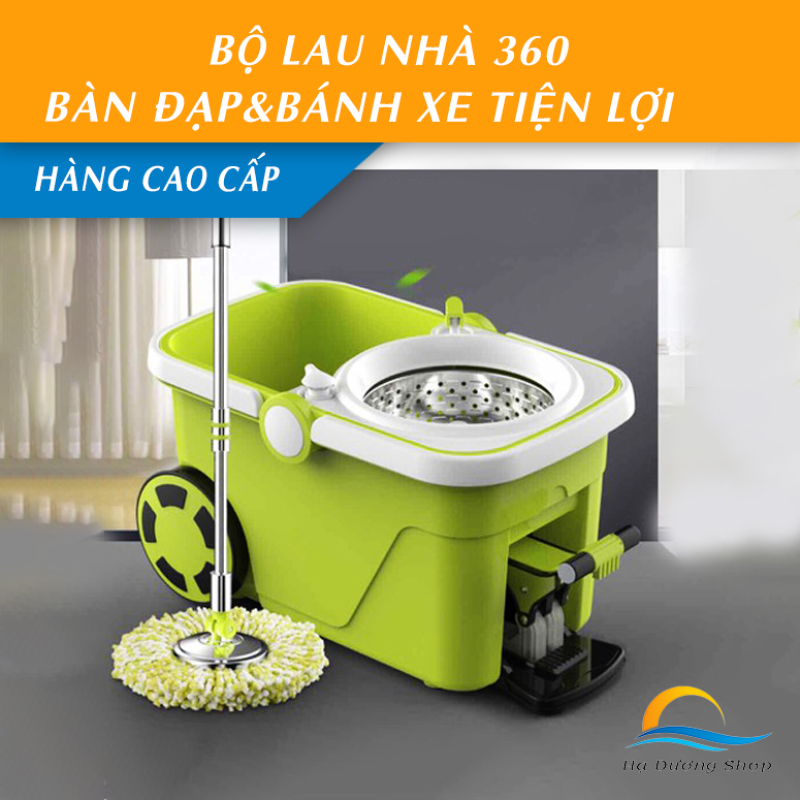 Bộ lau nhà 360 Thái Lan LK Smart One bánh xe di chuyển bàn đạp chân giặt vắt và tay cầm thông minh cao cấp HDS018