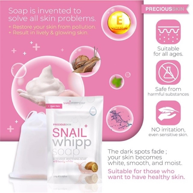 Xà Phòng Tắm Trắng Da Snail Wipp Soap Thái Lan