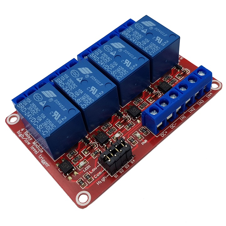 Module 4 Relay với Opto cách ly Kích H/L 24VDC 10A