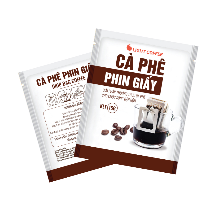 Combo 5 túi Cà phê phin giấy Light Coffee - túi 15gr
