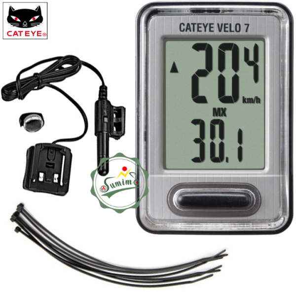 Đồng hồ xe đạp CATEYE Velo 7 có dây - Chính hãng