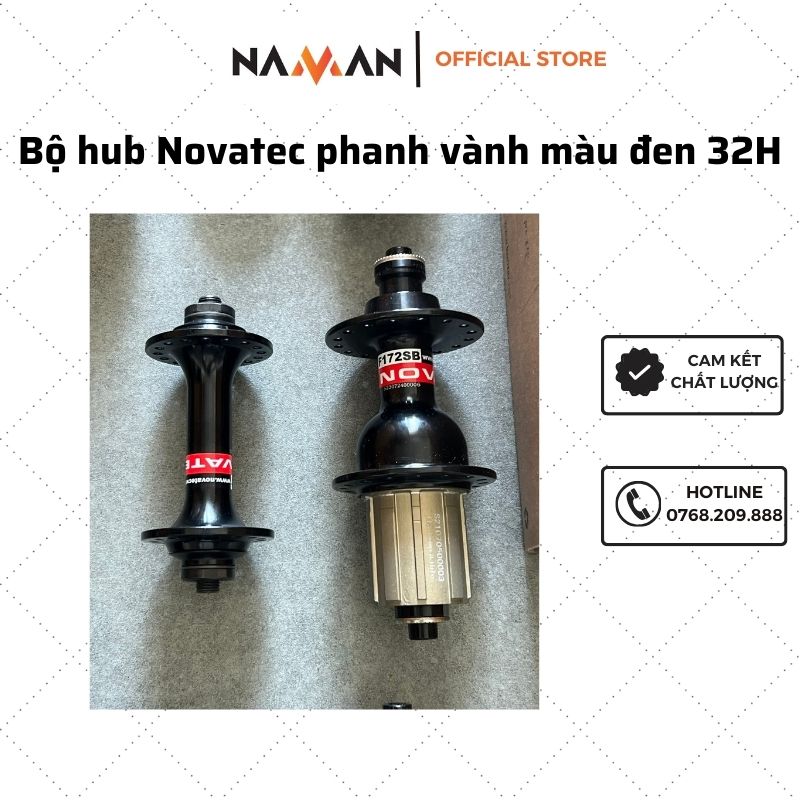 Bộ hub Novatec phanh vành 32H màu đen cho xe đạp