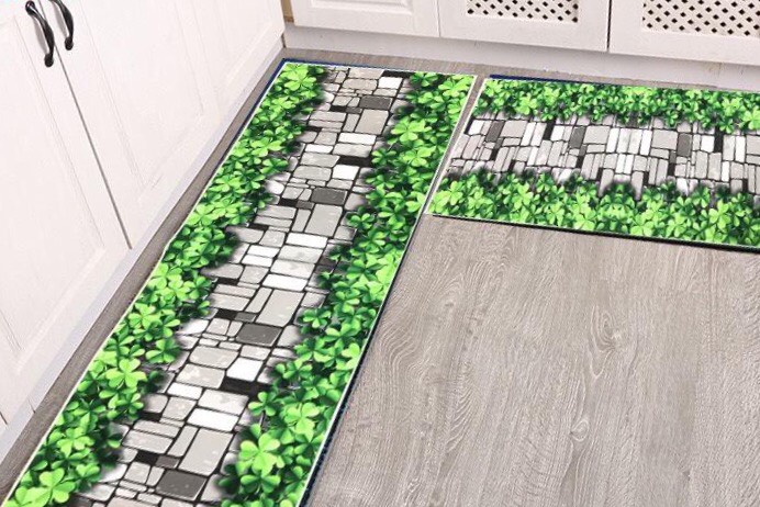 [HCM]Combo 2 miếng thảm bếp 3D chống trơn bám sàn (Giao màu ngẫu nhiên)