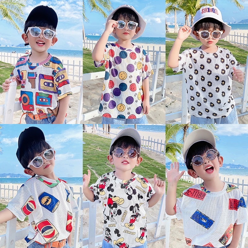 Áo Lưới Cộc Tay Bé Trai In Họa Tiết (N00709)