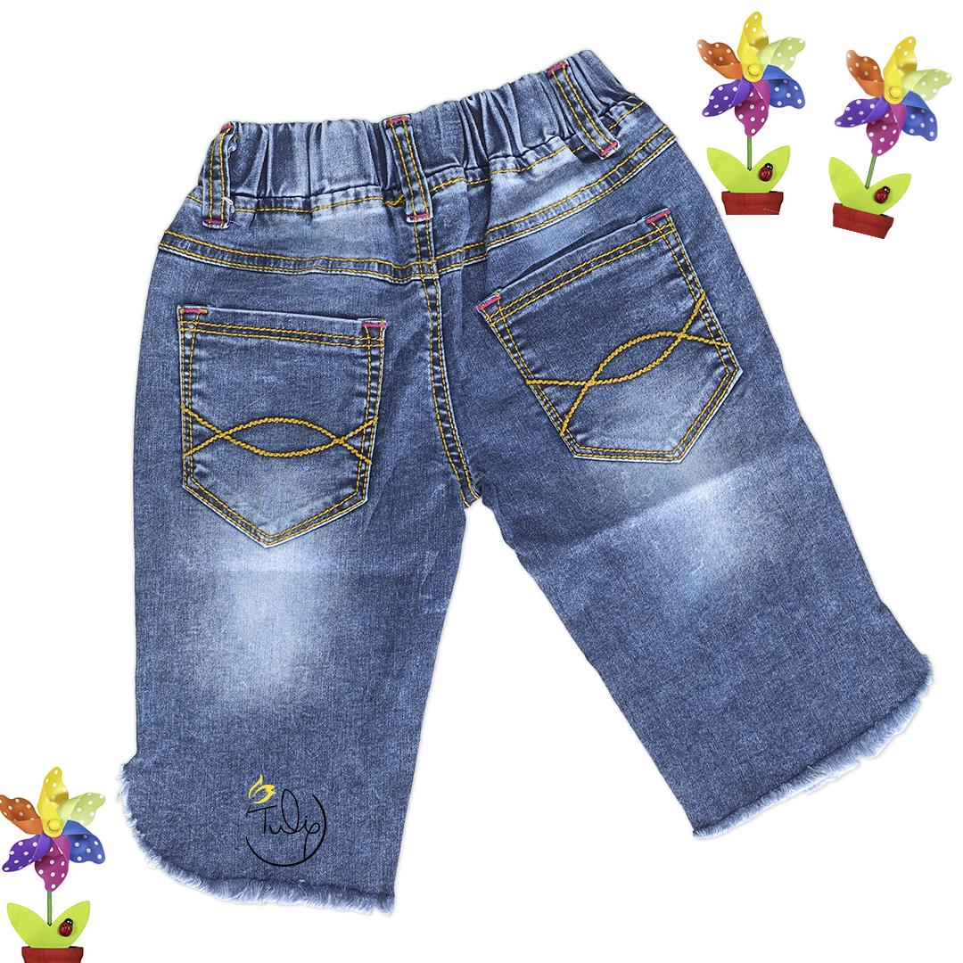 Quần jean lửng thêu cho bé gái size nhí