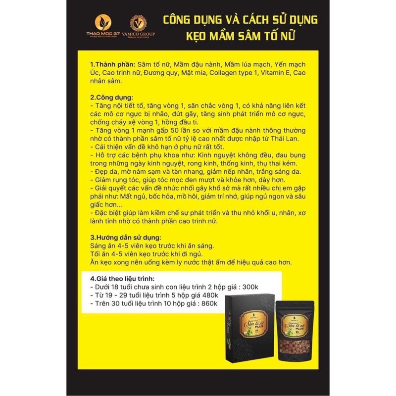 Kẹo mầm sâm tố nữ plus thảo mộc 37