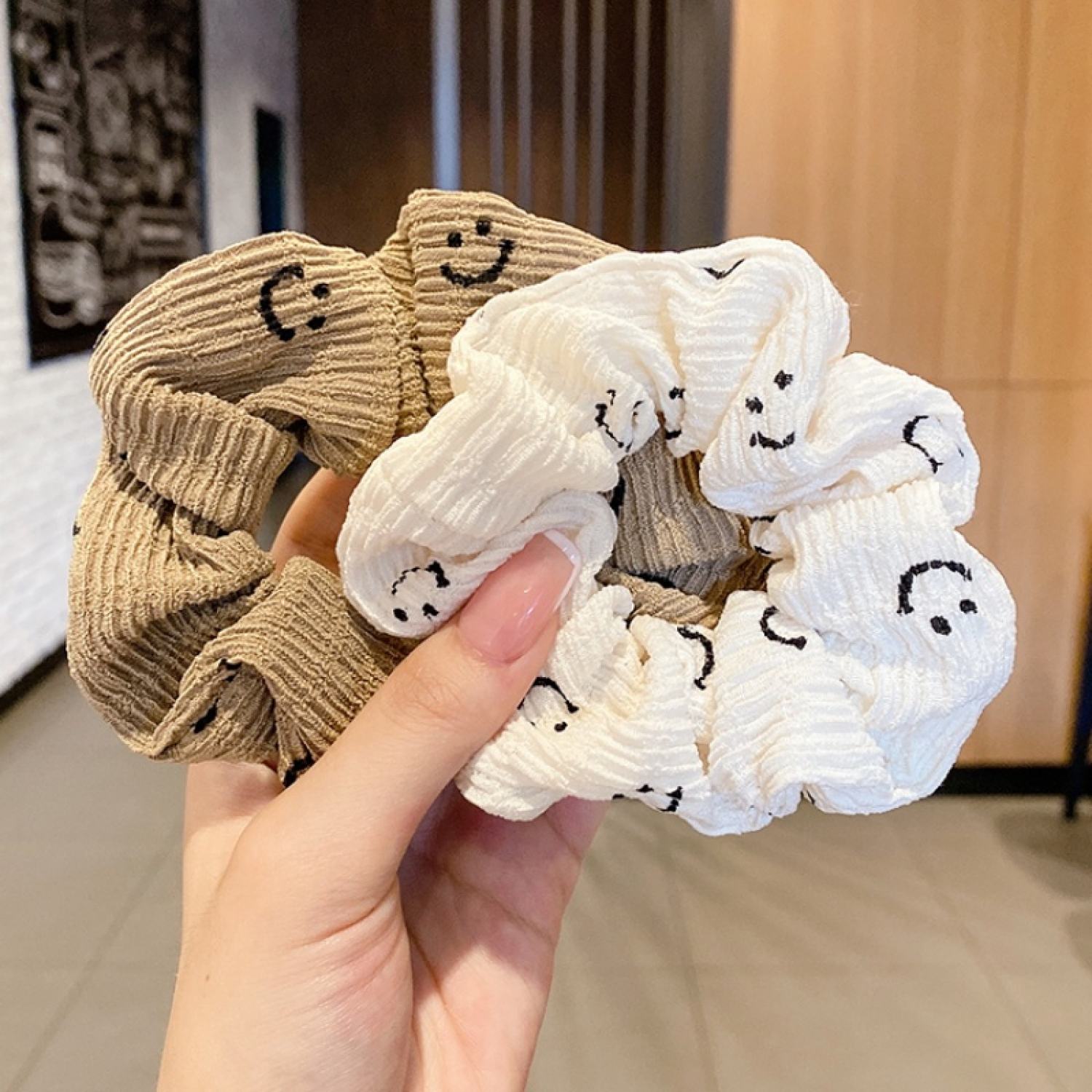 Dây Cột Tóc Cao Su Mặt Cười Phong Cách Hàn Quốc Cho Nữ