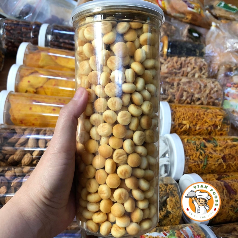 Bánh Hạt Ngọc (Bánh Nút/ Bánh Quy Giòn) Lon 250gr- đồ ăn vặt