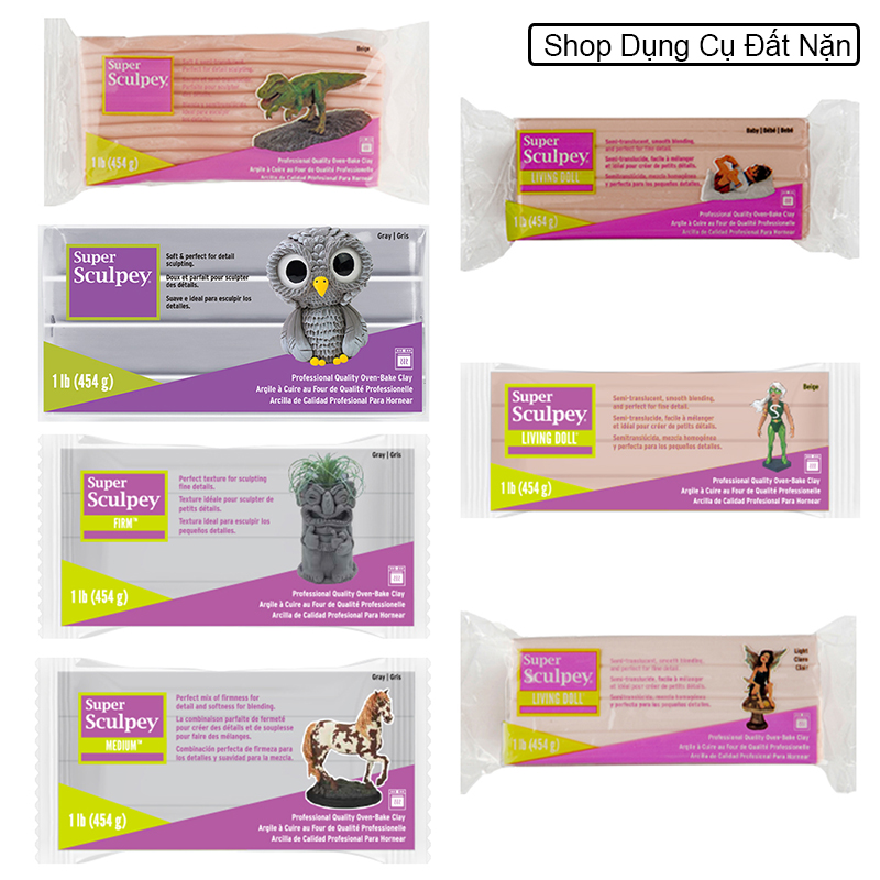 Đất sét nung polymer Super Sculpey nặn mô hình, nhân vật, keycap 454g