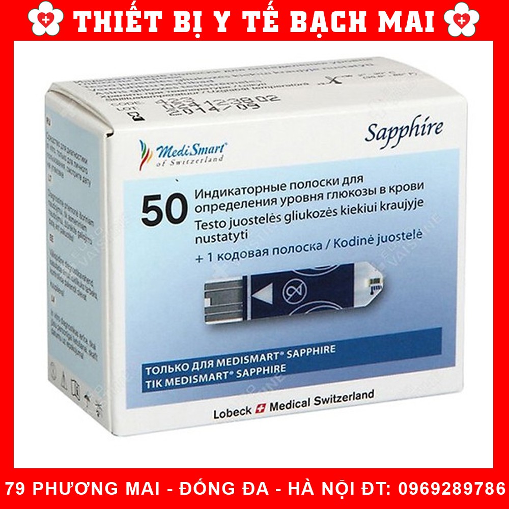 Que Thử MediSmart Sapphire - Thử Đường Huyết Tiểu Đường - hộp 25 que