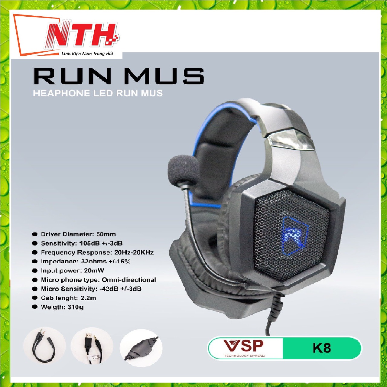 Tai nghe vsp k8 led