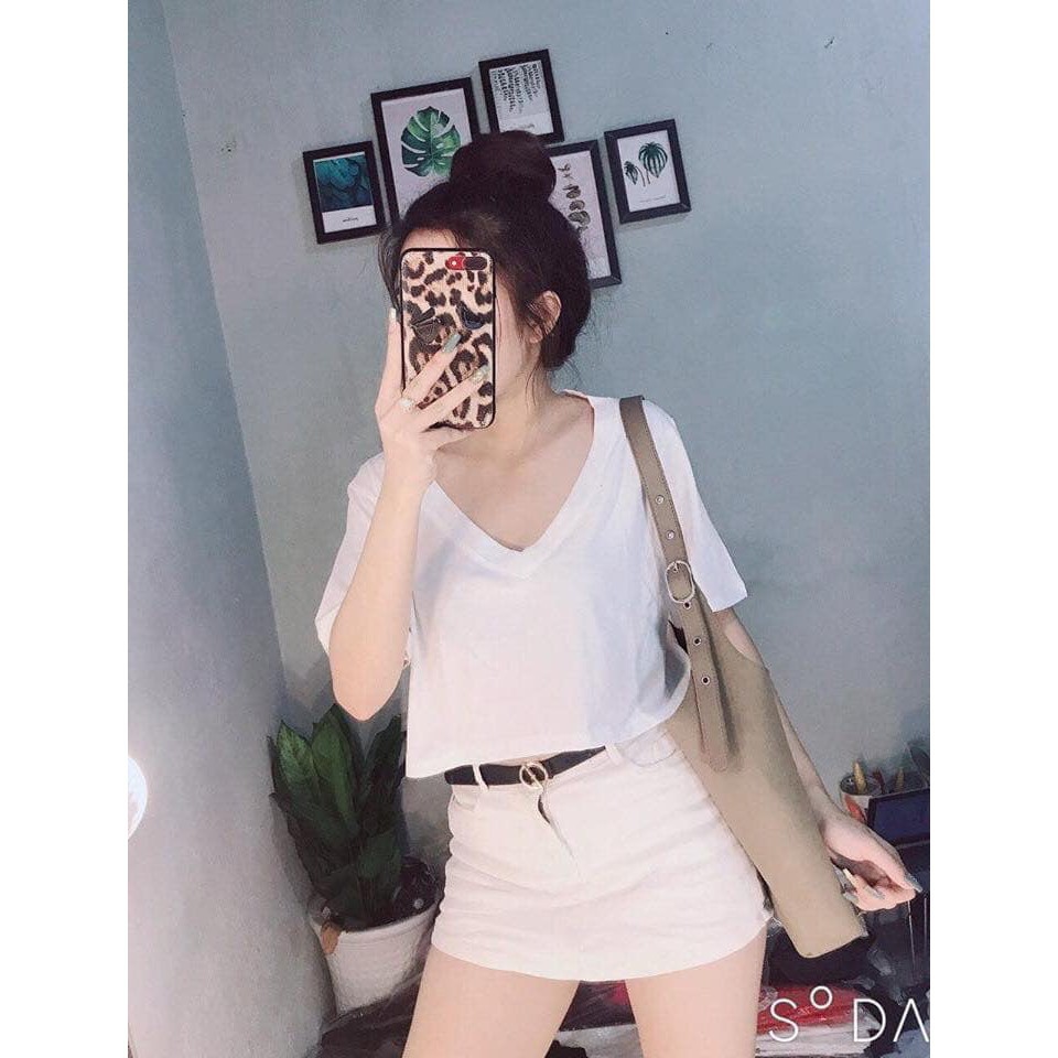 Áo crotop nữ  cổ tim sành điệu cá tính