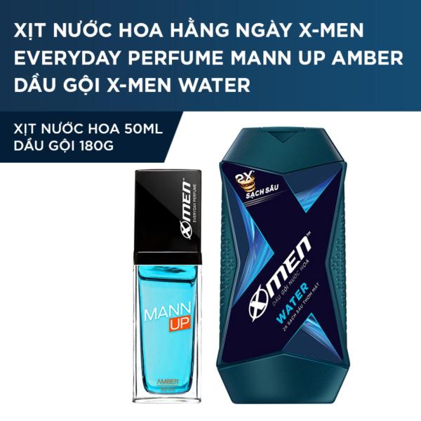 [Bộ đôi Hương Nồng Ấm ] Xịt nước hoa hằng ngày X-Men Everyday Perfume Mann Up Amber 50ml + Dầu Gội X-men Water 180g
