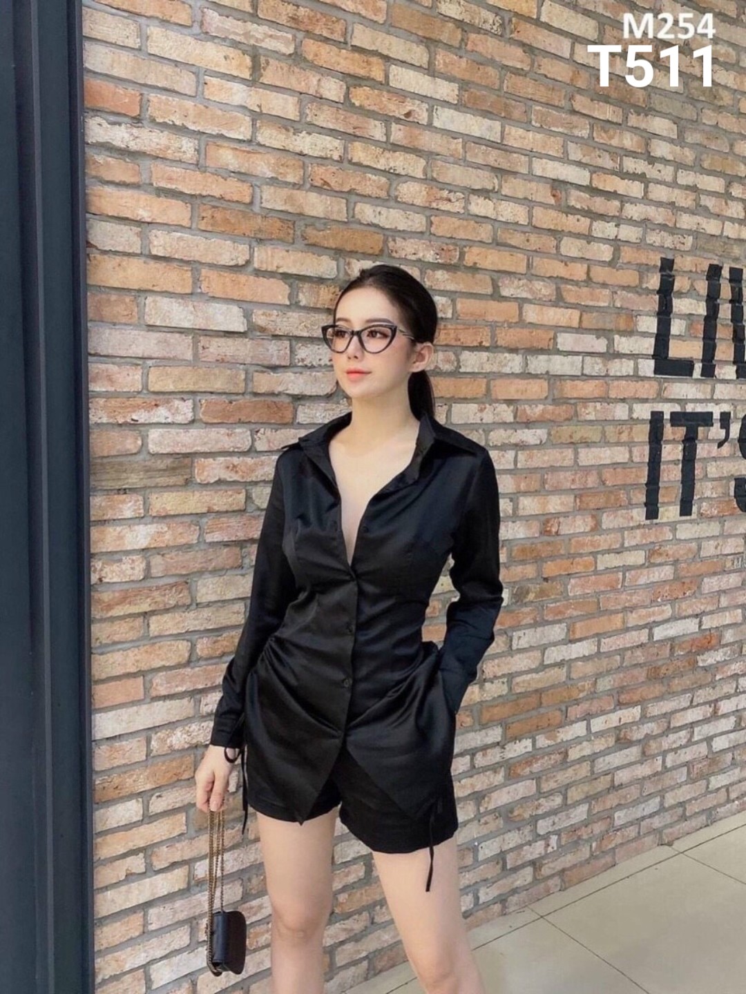 Set sơmi lụa rút dây kèm quần lụa siêu sang quá đẹp T511