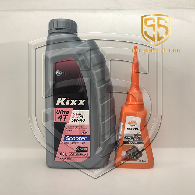 Combo Nhớt xe ga Kixx Ultra 4T SN 5W40 800ml Fully Synthentic + Nhớt Lap Repsol
