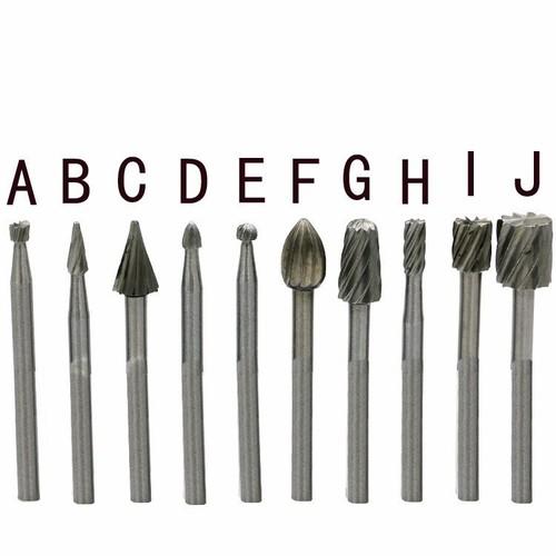 Bộ 10 đầu mũi mài chạm khắc làm lũa gỗ HSS - Mủi lũa mini cán 3mm