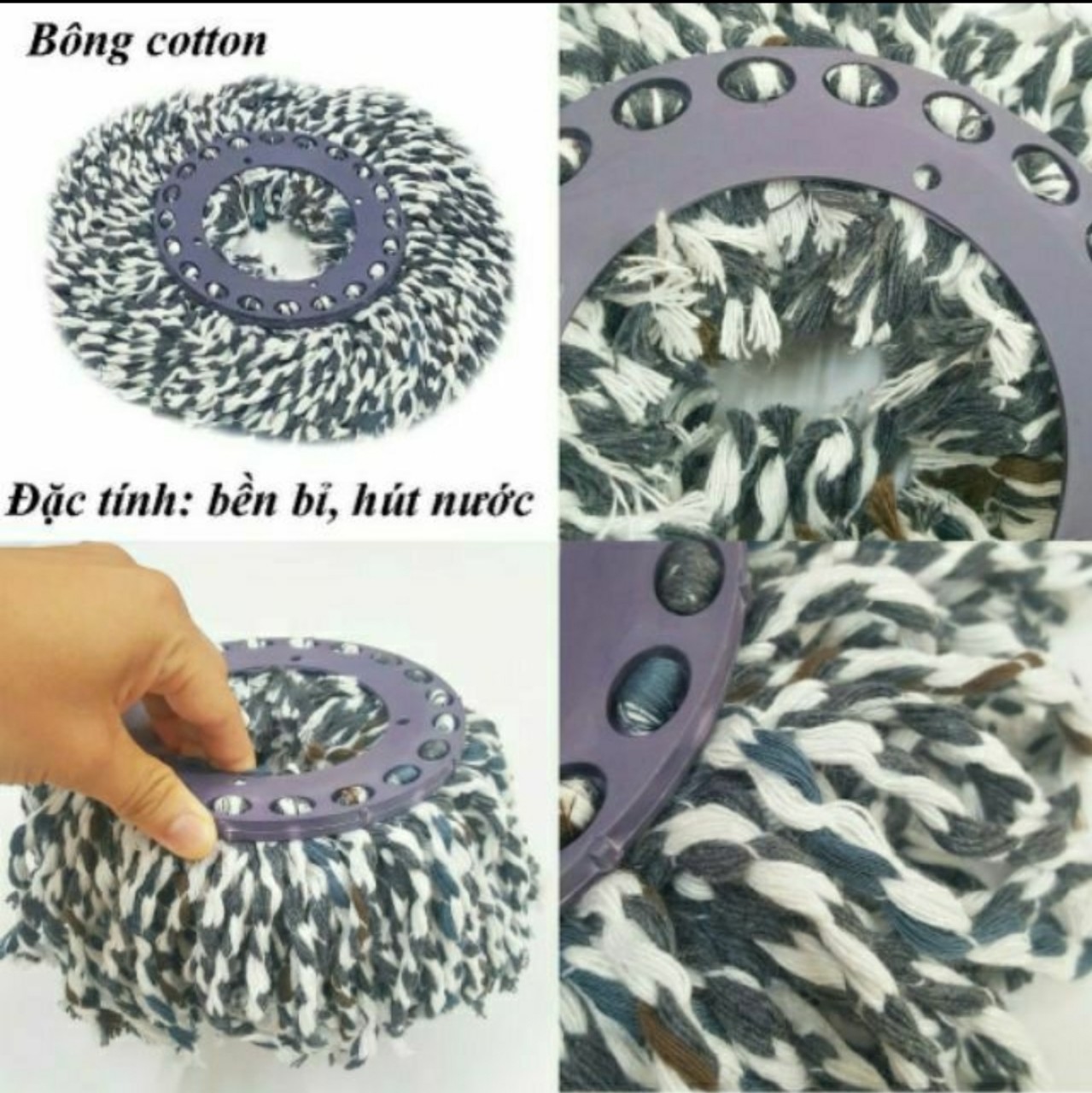 (Giao hỏa tốc) Bông lau nhà 360 độ 100% cotton (mua tại ptptshop)