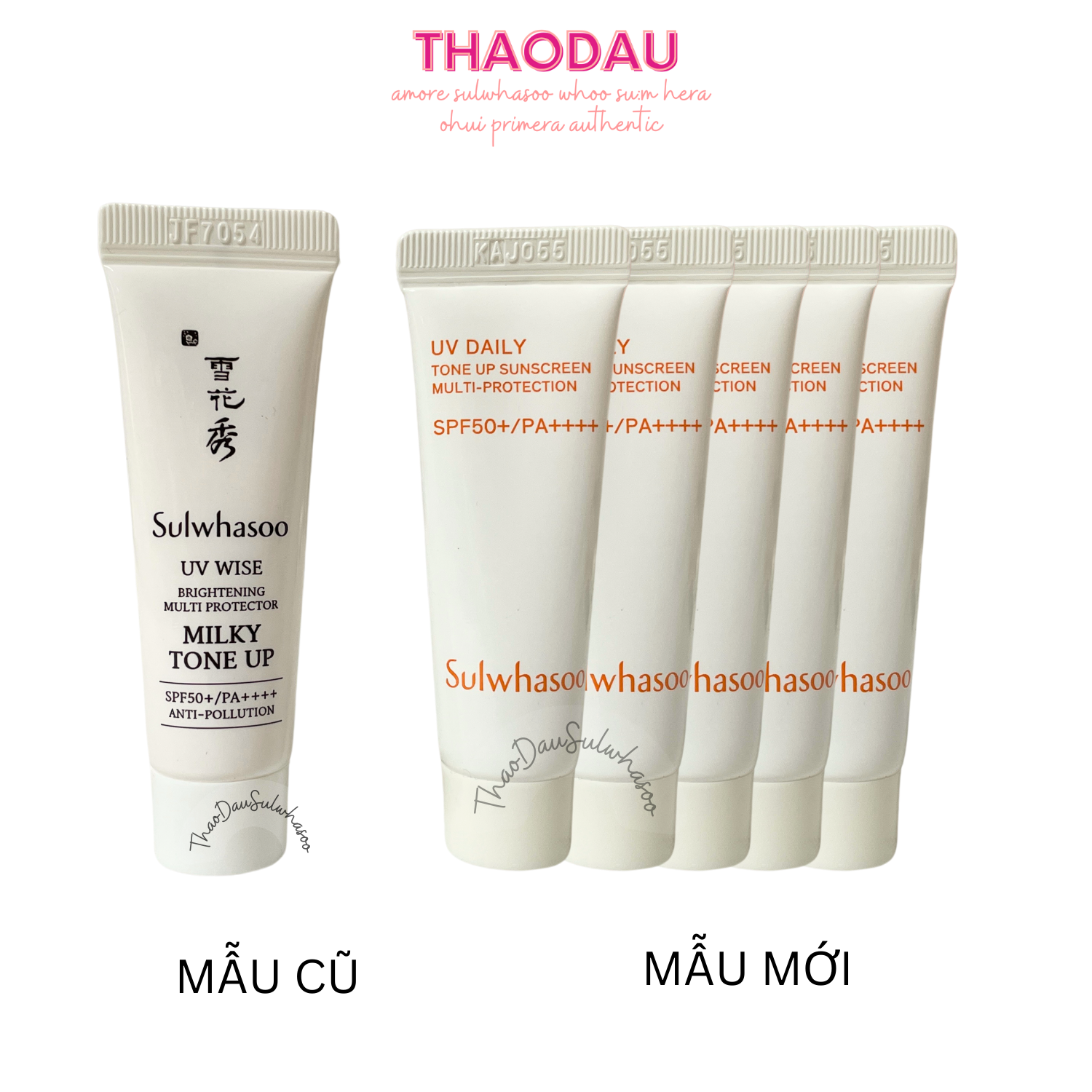 5 tuýp sulwhasoo kem chống nắng trắng da uv wise brightening multi protector no02 milky tone up spf50+/pa++++ anti polution 10ml tloskorea cũ