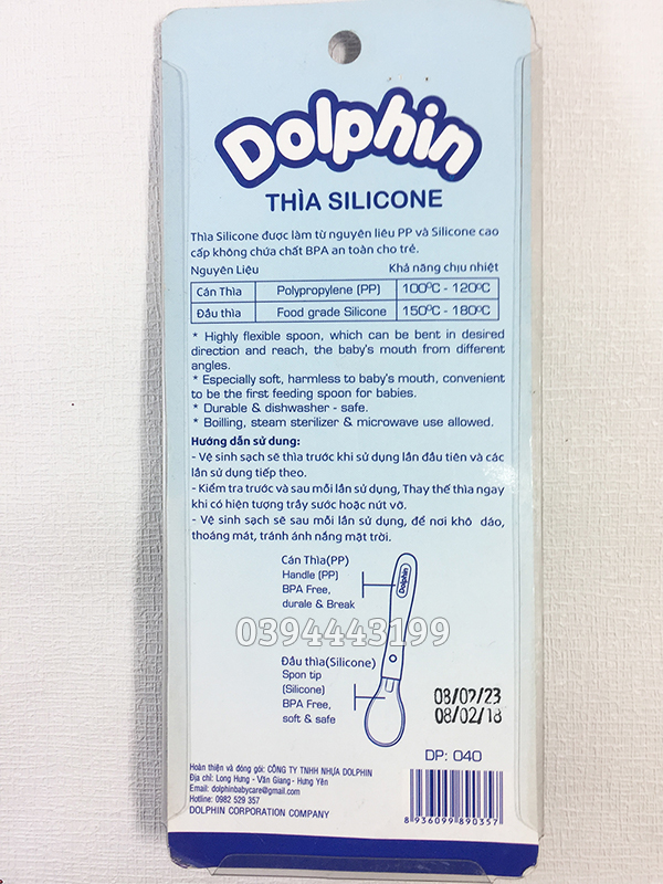 Thìa (Muỗng) Tập Ăn Dặm Cho Bé Silicone Dolphin DP040