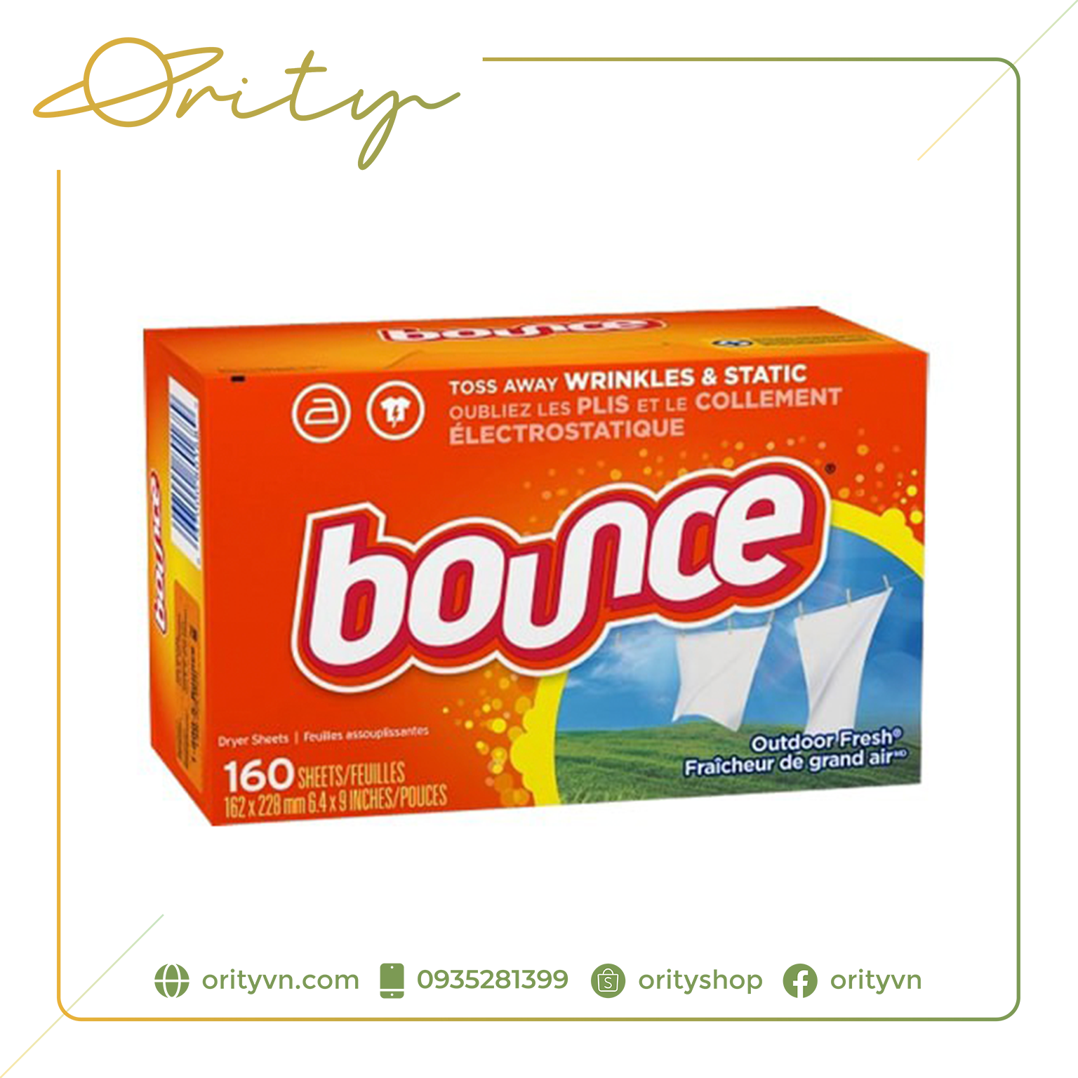 Giấy thơm quần áo và làm mềm vải Bounce Sheets Outdoor Fresh