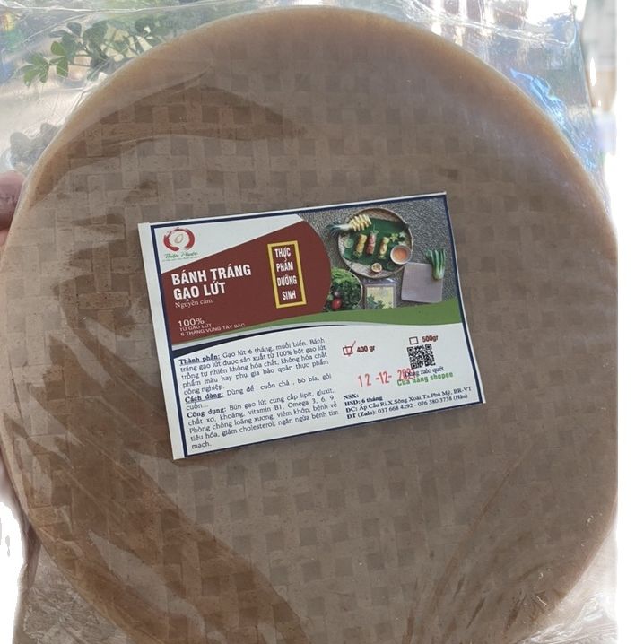 [FREESHIPMAX] Bánh Tráng gạo lứt đỏ Hữu Cơ - 400gr