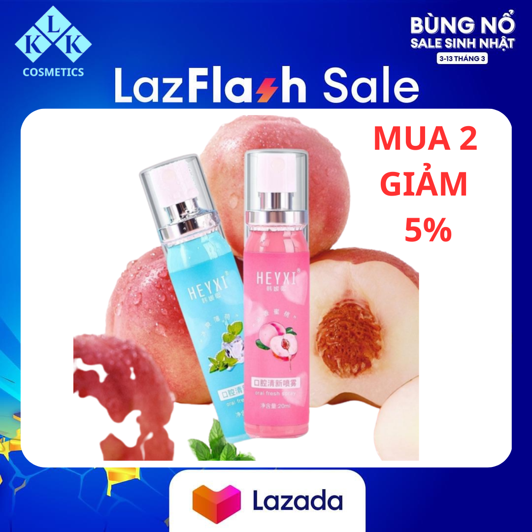 Xịt thơm miệng Bạc Hà Và Đào, xịt thơm miệng nhiều vị