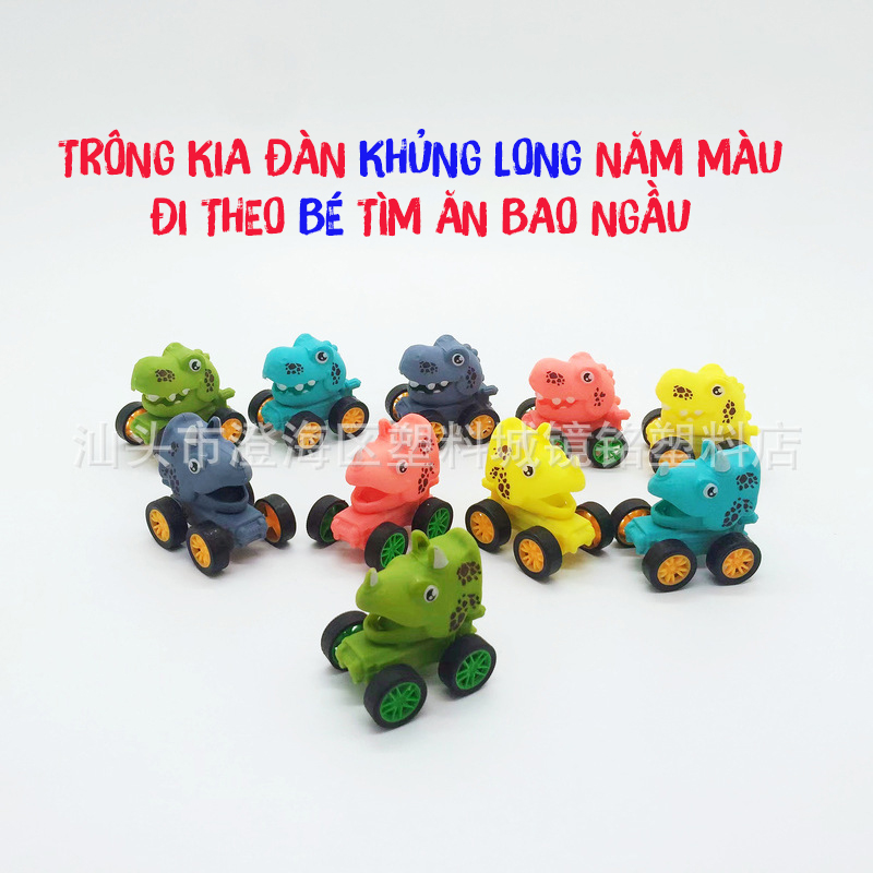 Combo 5 Chiếc Xe Đồ Chơi Đầu Khủng Long Mini Động Cơ Dây Cót