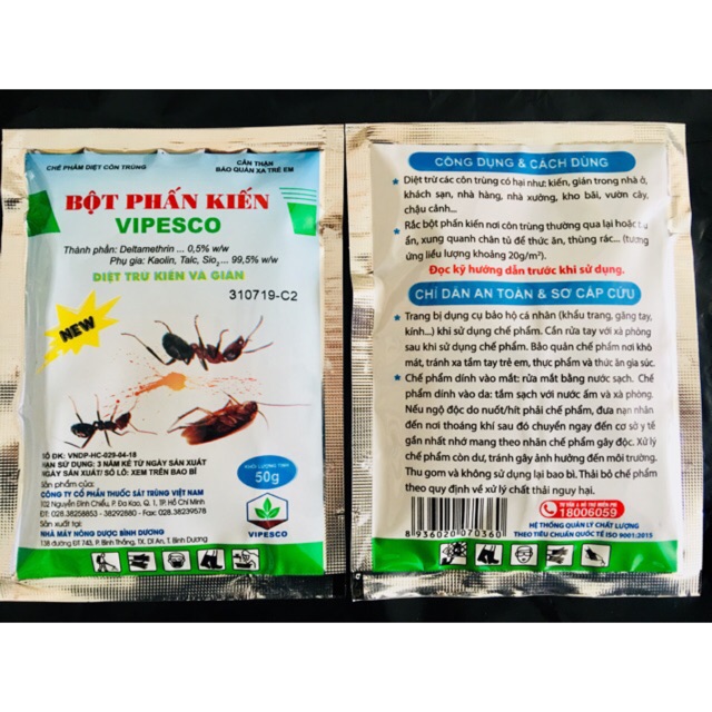 Bột phấn kiến Vipesco 50gr - Trừ kiến, gián, côn trùng