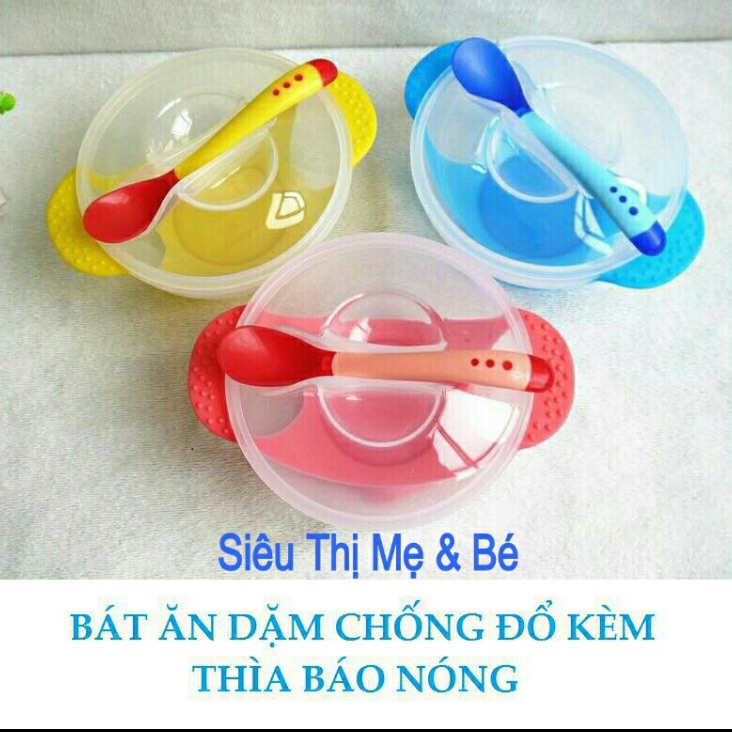 Bộ bát ăn dặm chống đổ kèm thìa cho bé