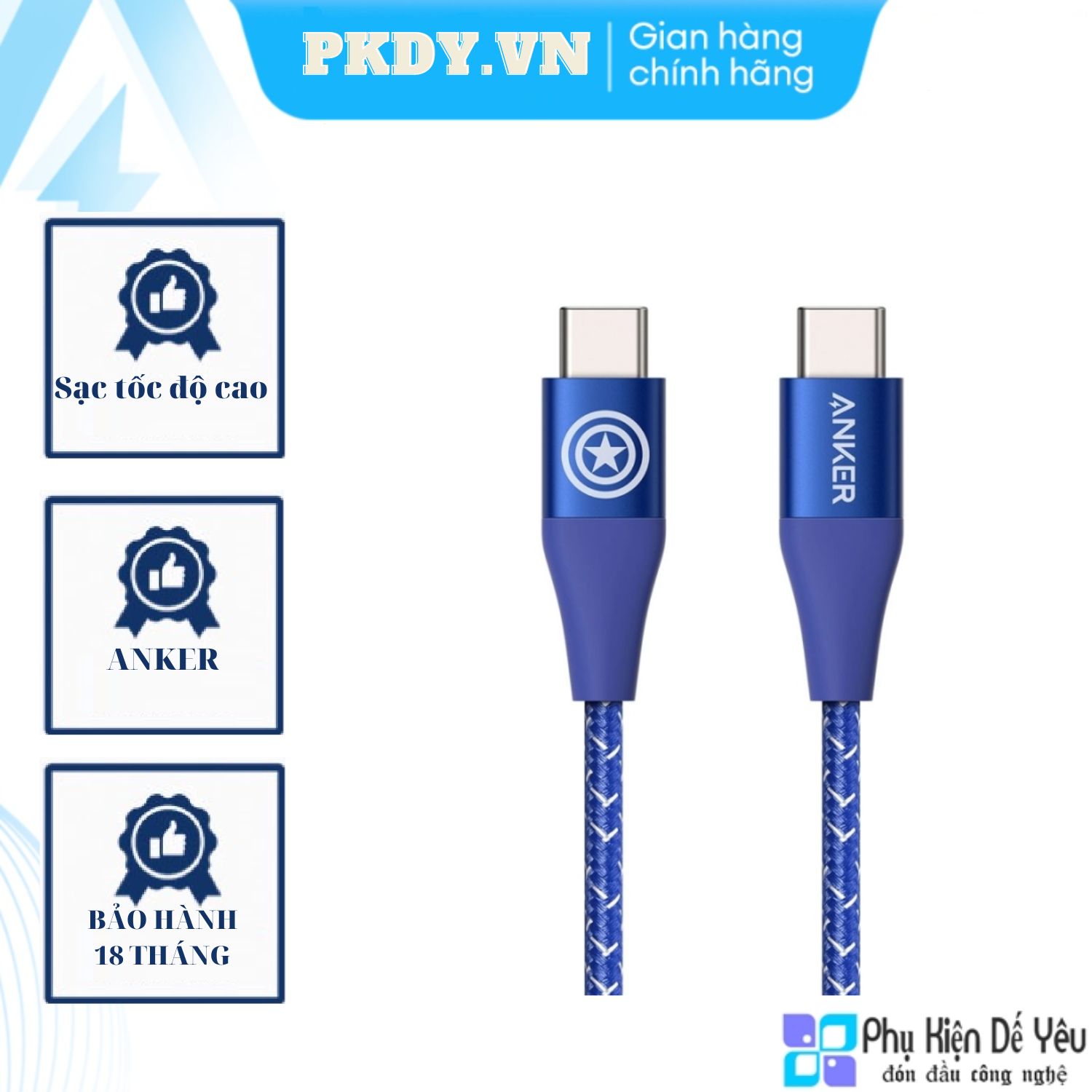 Cáp ANKER POWERLINE+ II USB-C TO USB-C DÀI 1.8m MARVEL EDITION - A9549 (PHÂN PHỐI CHÍNH HÃNG BẢO HÀNG 18 THÁNG)