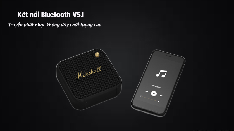 Marshall Willen Portable Bluetooth Speaker, Black & Brass
