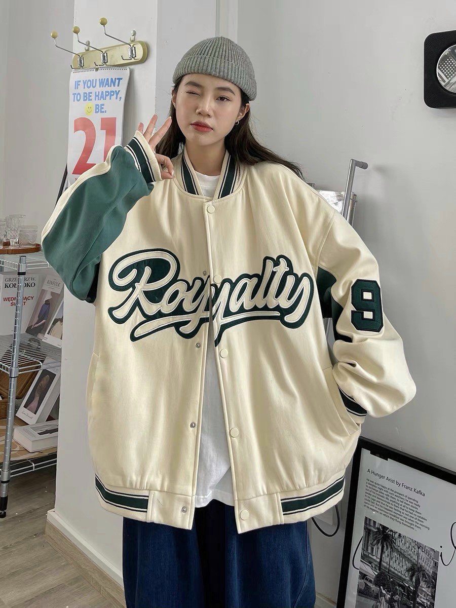 Áo bomber kaki Royyalty phối tay