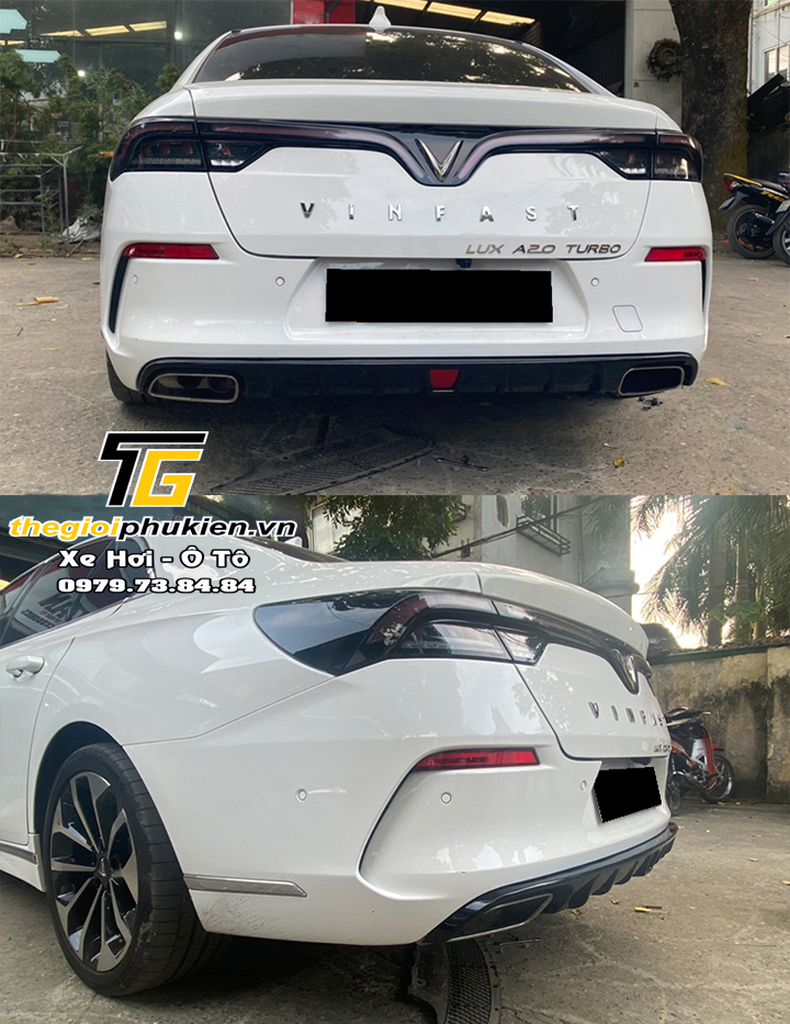 Độ líp pô Vinfast Lux A2.0 - vân Carbon