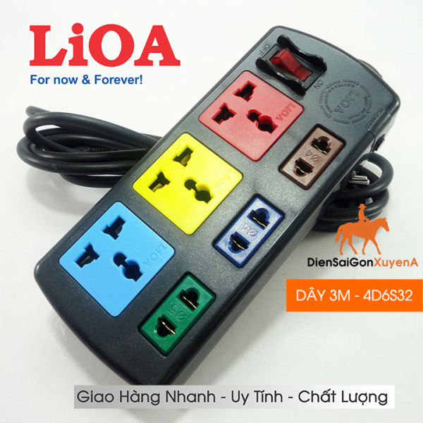 Ổ cắm điện đa năng 10 ổ cắm 5m Lioa 4D6S52 hoặc 4D6S32 - phân phối bởi Điện Sài Gòn Xuyên Á