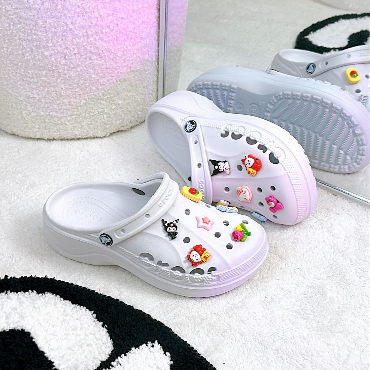 Dép sục Cross duet CRUSH  ❤️ 10 Charm 3D + Tặng Vớ ❤️quai ngang nam và nữ  cá tính siêu nhẹ đi mưa đi nắng thoải mái chống trơn trượt, có nhiều lỗ thoát hơi thông thoáng - hình thật/ video tự quay