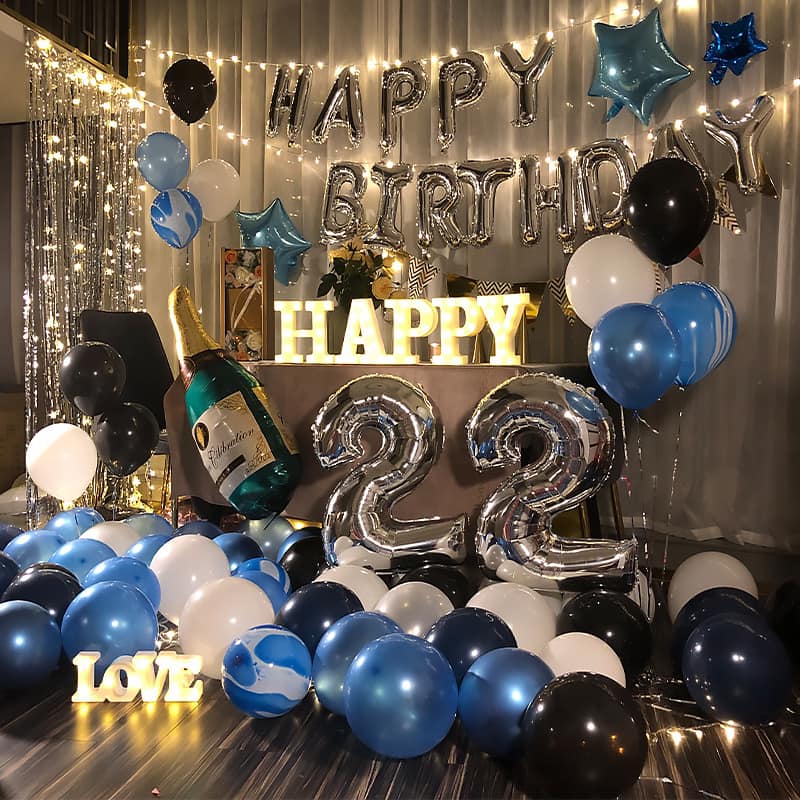 Bóng trang trí sinh nhật happy birthday kèm số tuổi và đèn led sn14