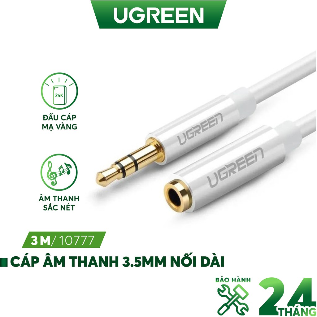 Cáp Audio 3.5mm dài 3m âm dương  Ugreen 10777 cao cấp