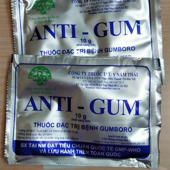 gumboro gà, xù lông run rẩy,tụ bầy,đi phân có bọt,máu /2gói 10gr