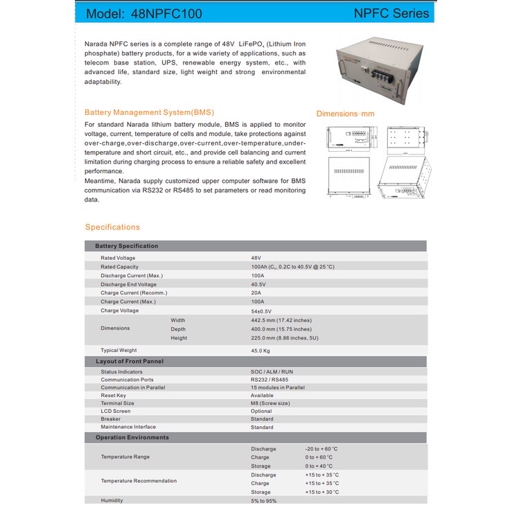 Pin lưu trữ NARADA 48V50AH [CHÍNH HÃNG]