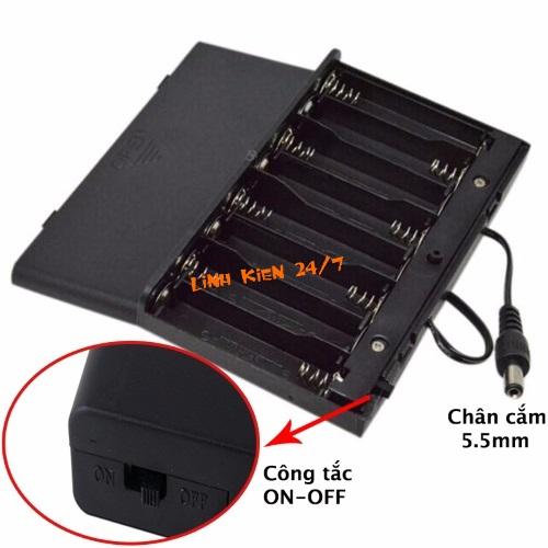 Hộp đế pin 8 pin aa 1.5v ra điện áp 12v