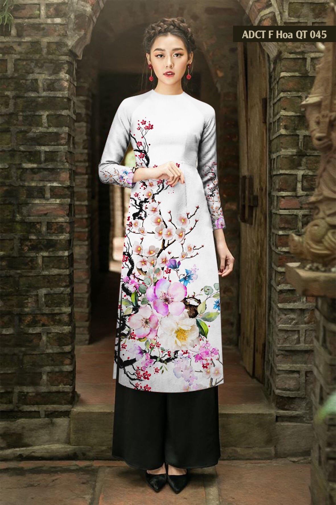 Áo dài cách tân lụa nhật ,mẫu siêu xinh