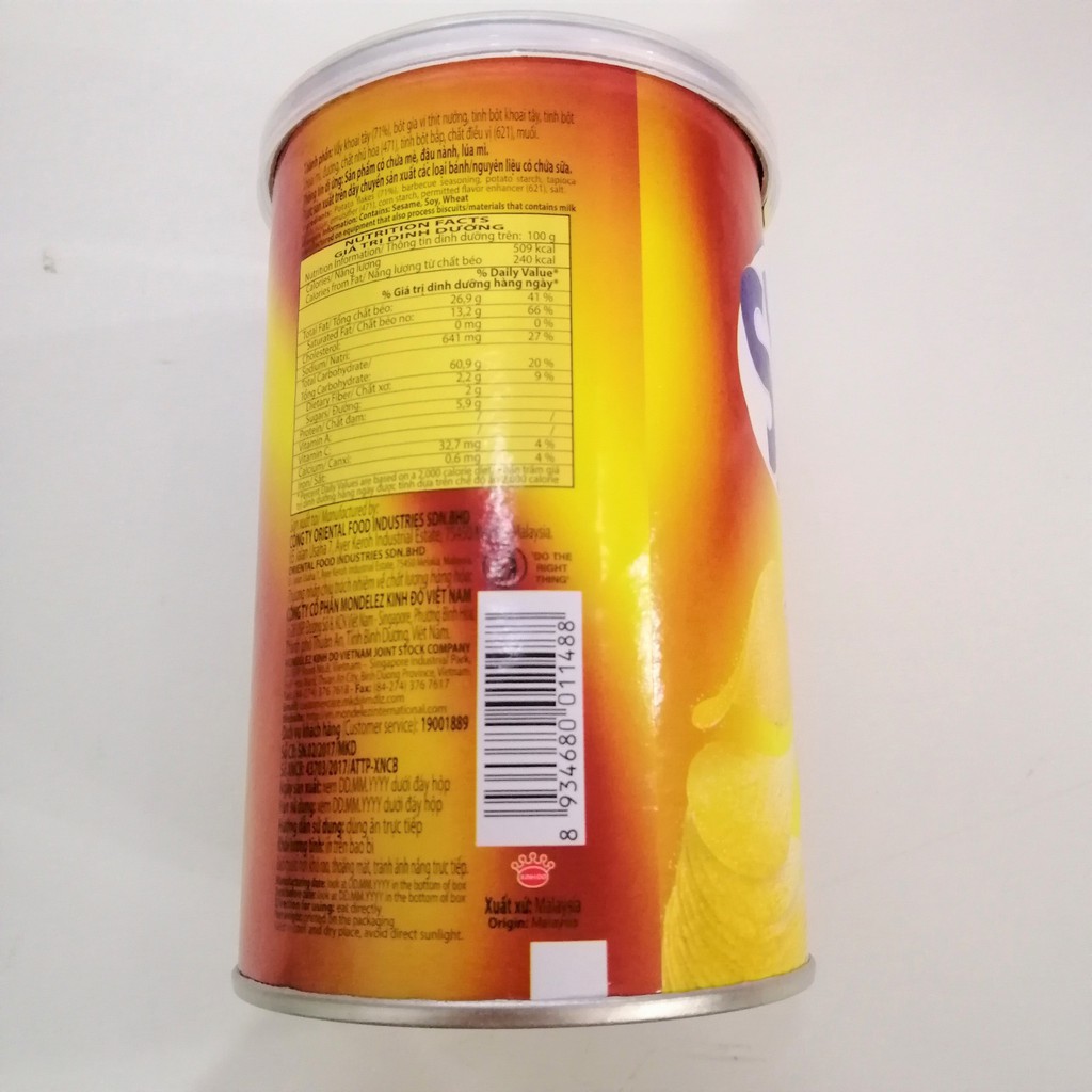 Snack Khoai Tây Slide Vị Thịt Nướng (Lon 65g)